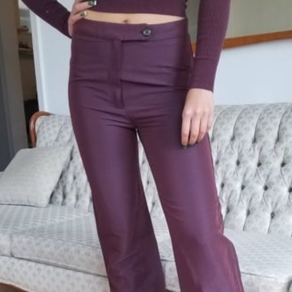 Vintage Wine Red Women's Tapered Pants - Picture 1 of 4